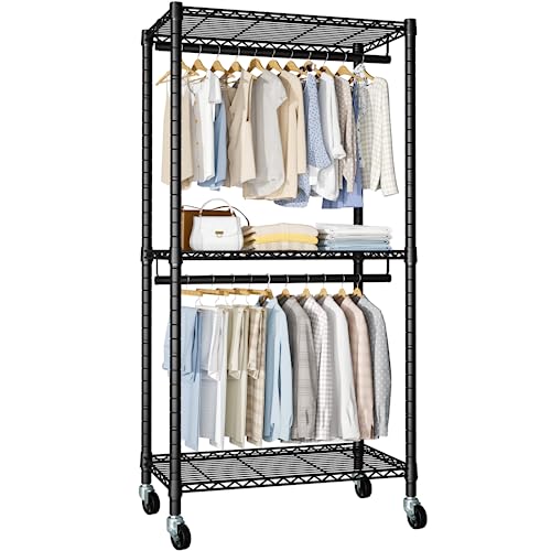 FUTASSI Portable Closets, Heavy-Duty Garment Rack with Shelves and ...