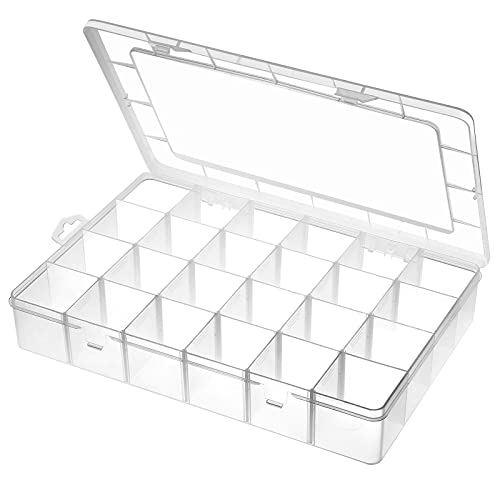 Gbivbe Large 24 Grids Plastic Organizer Box Adjustable Dividers,Cle...