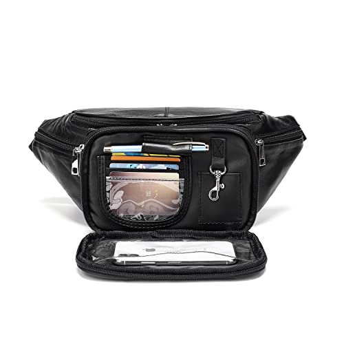 Genuine Leather Large 7 Pocket Waist Pack with Organizer, Card Slot...