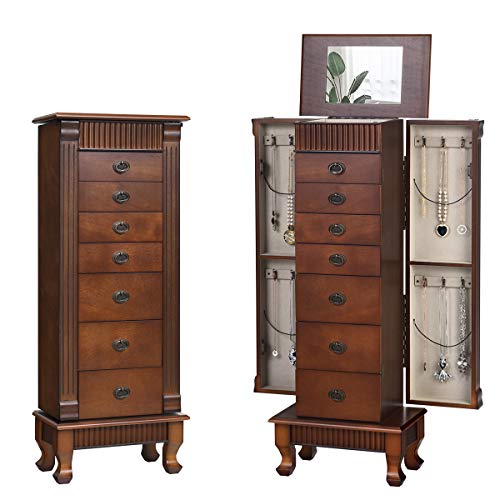 Giantex Standing Jewelry Armoire Cabinet Storage Chest with 7 Drawe...
