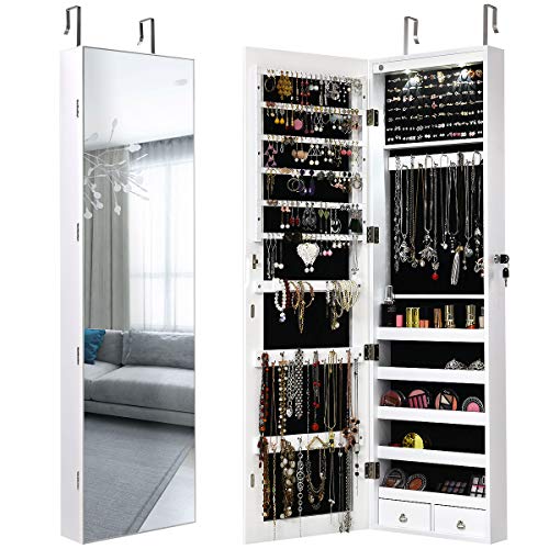 Giantex Wall Door Jewelry Armoire Cabinet with Full-Length Mirror, ...