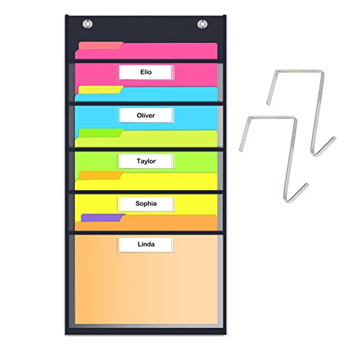 Godery Clear Storage Pocket Chart for Classroom & Office with 5 Nam...