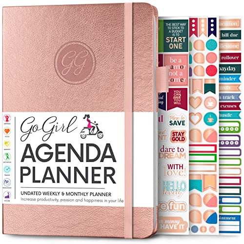 GoGirl Planner Agenda – Colorful Undated Monthly & Weekly Planner...