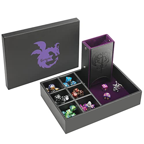 Grajar DND Dice Tray and Dice Tower with Storage, 3 in 1 Dice Rolli...