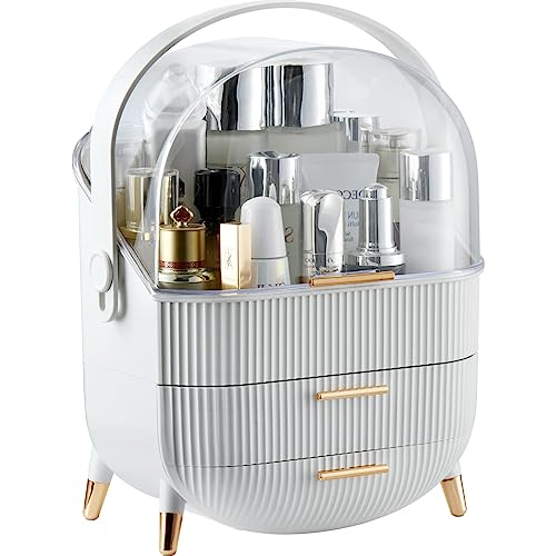 Gudmuzic Makeup Storage Organizer with 2-Layer Storage Box and Clea...