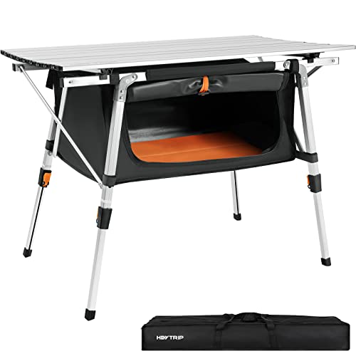 HEYTRIP Folding Camping Table with Storage Bag Roll-Up Aluminum Por...