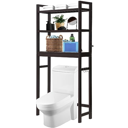 HITOMEN Over The Toilet Storage Cabinet, Bamboo Adjustable 3-Tier A...