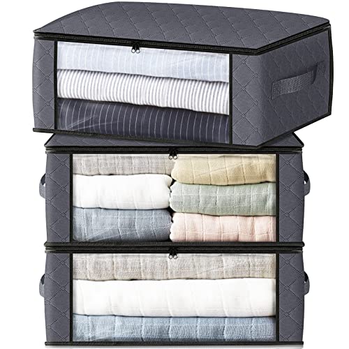 HomeHacks Storage 3-Pack Clothes Organizer Storage Bags Foldable St...