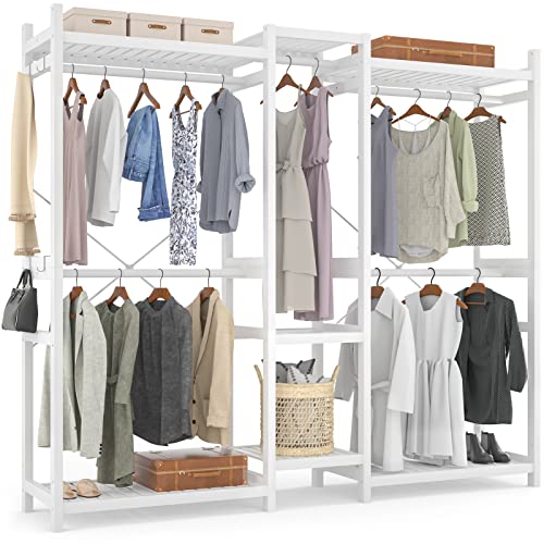 Homykic Bamboo Clothes Rack, Large Closet System Clothing Rack for ...