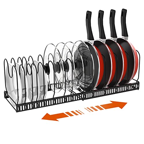 Housolution Pot and Pan Organizer Rack for Cabinet, Expandable Pot ...