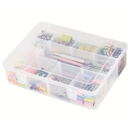 iBune 12 Grids Plastic Compartment Container, Bead Storage Organize...