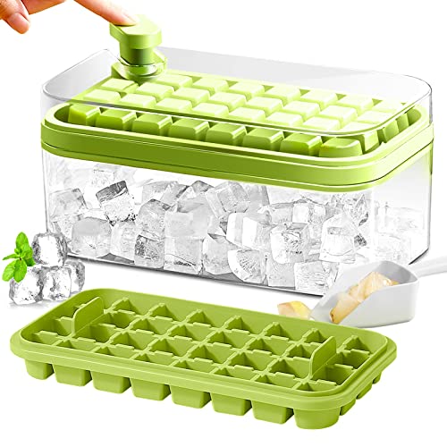 Ice Cube Tray with Lid and Bin, 2 Pack Ice Cube Trays for Freezer, ...
