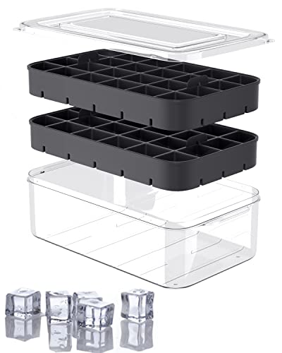 Ice Cube Tray with Lid and Bin, ROTTAY Ice Trays for Freezer, Easy-...