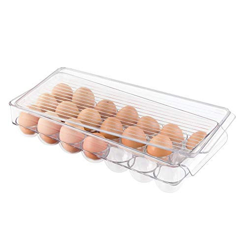 iDesign Plastic Egg Holder for Refrigerator with Handle and Lid, Fr...