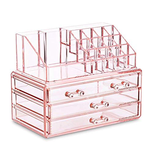 Ikee Design Pink Jewelry & Cosmetic Storage Display Boxes Two Piece...