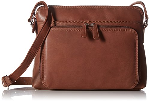ili New York - Leather Shoulder Handbag w Side Organizer - Toffee -...