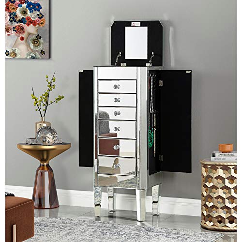 Inspired Home Mirabelle Mirrored Jewelry Armoire - Mirror Dresser J...