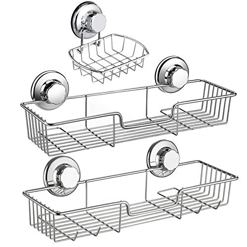 iPEGTOP 3in1 Suction Cup Shower Caddy Bath Wall Shelf + Soap Dish H...