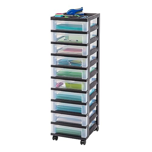 IRIS USA 10 Drawer Rolling Storage Cart with Drawers with Organizer...