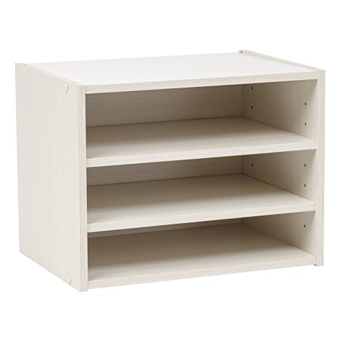 IRIS USA 3-Shelves Modular Wood Stacking Storage Box, for Office Cl...