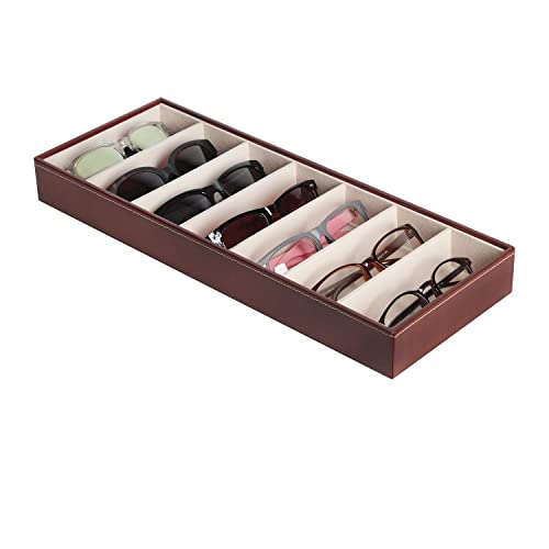 JackCubeDesign 7 Compartments Sunglasses Organizer, Leather Eyelgas...