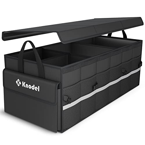 K KNODEL Car Trunk Organizer with Lid, 3 Compartments Collapsible C...
