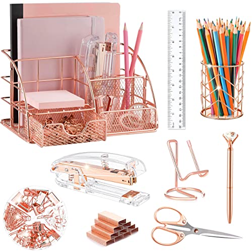 KAAKOW Rose Gold Desk Organizers and Accessories Office Supplies Se...