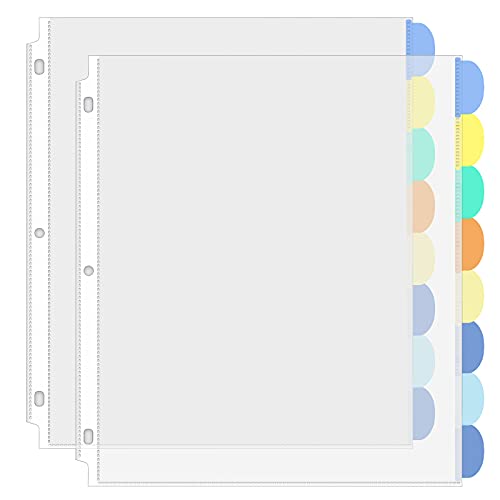 KTRIO 8 Tab Binder Dividers with Pockets for 3 Ring Binder, Inserta...