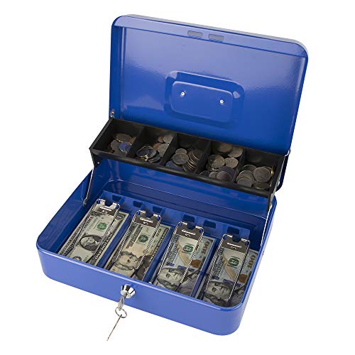 KYODOLED Locking Cash Box with Lock,Money Box with Cash Tray,Lock S...