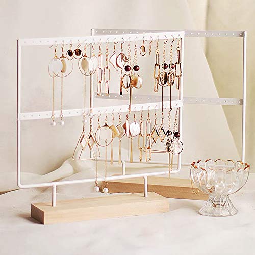 lemonadeus Earrings Organizer Jewelry Display Wood Stand (44 Holes ...