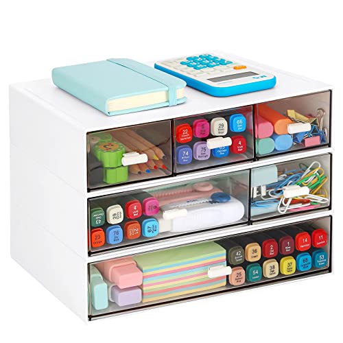 LETURE Stackable Desk Organizer, Plastic Storage Drawer for Office ...