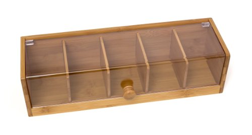 Lipper International 8187 Bamboo Wood and Acrylic Tea Box with 5 Se...