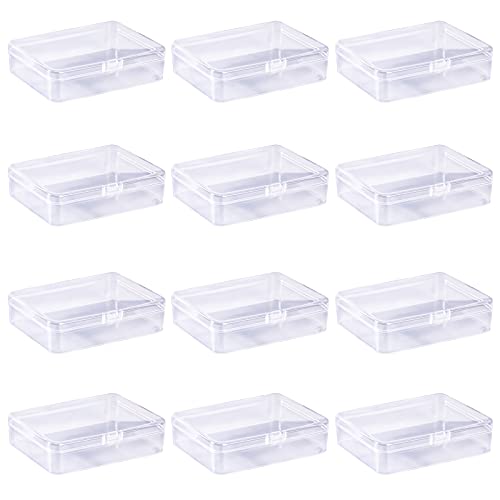 LJY 12 Pieces Rectangular Empty Mini Clear Plastic Organizer Storag...