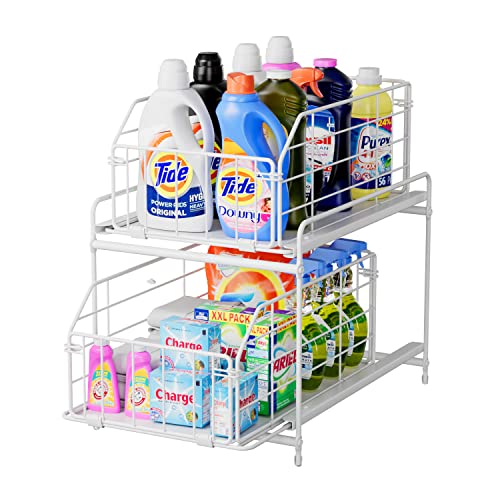 Lxmons Pull Out Under Sink Organizer, 2 Tier Slide Out Cabinet Draw...
