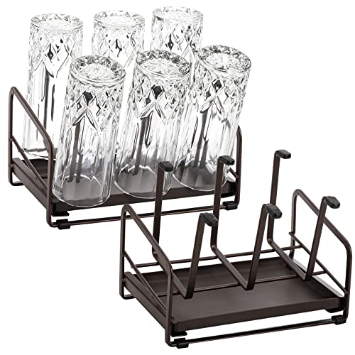 Lyellfe 2 Pack Cup Drying Rack, Glass Bottle Holder with Drain Tray...