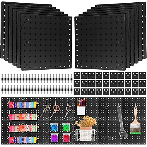 Macarrie 12 Pieces Pegboard Wall Panel Plastic Pegboard Wall Mount ...