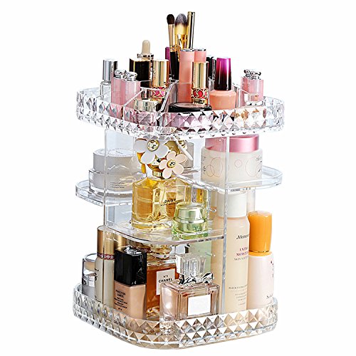 Makeup Organizer 360-Degree Rotating Cosmetic Storage Box, DIY Adju...