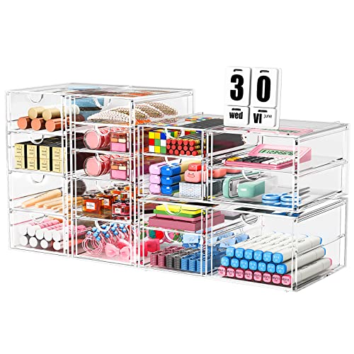 Makeup Organizer Storage With 16 Drawers, 4 Pcs Desktop Office Supp...