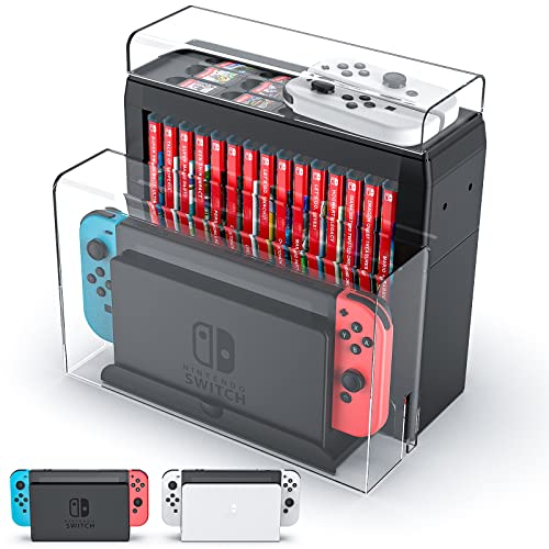 MANMUVIMO Switch Game Storage Stand with Acrylic Dust Cover for Nin...