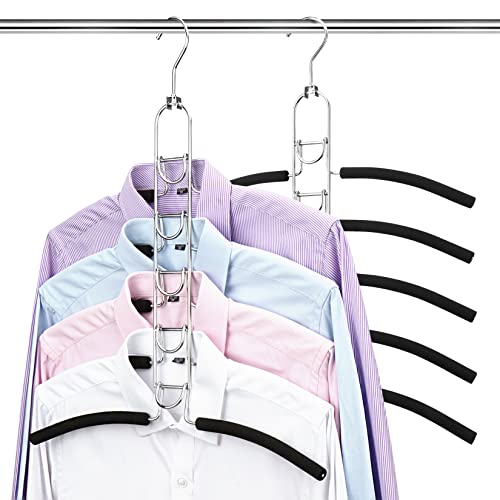 Mastom 2 Pack 5 in 1 Space Saving Hangers, Multilayer Metal Clothes...