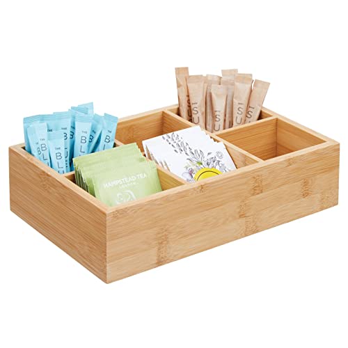 mDesign Bamboo Tea & Food Storage Organizer Container Box - Wooden ...