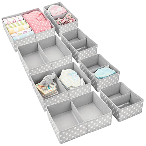 mDesign Fabric Drawer Organizer Bins, Kids Baby Nursery Dresser, Cl...