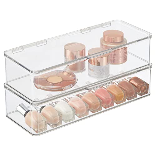 mDesign Makeup Storage Stackable Organizer Box for Bathroom Vanity,...