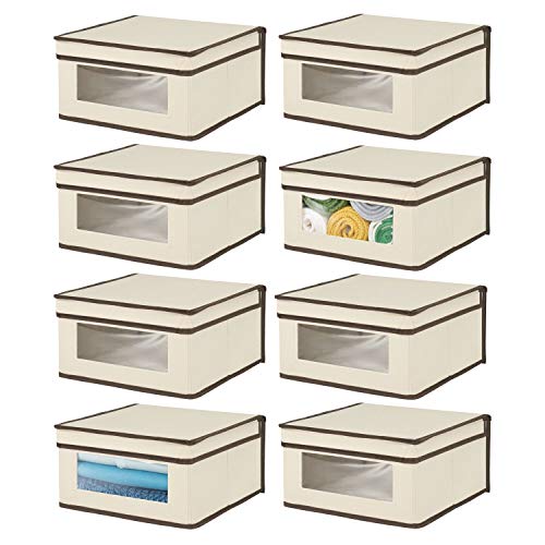 mDesign Medium Fabric Stackable Closet Storage Organizer Box with F...