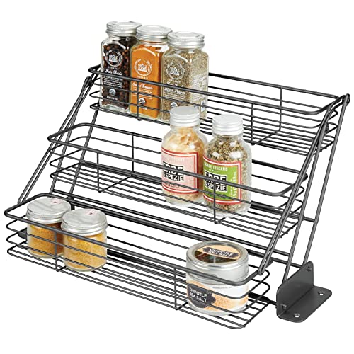 mDesign Metal 3-Tier Pull Down Spice Rack, Easy Reach Retractable L...