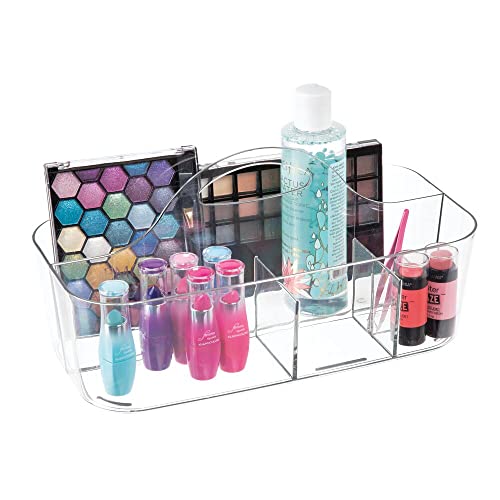 mDesign Plastic Cosmetic Storage Organizer Caddy Tote - Divided Bas...
