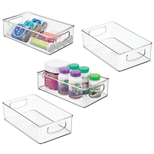 mDesign Small Plastic Bathroom Storage Container Bins with Handles ...