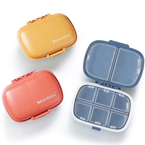 MEACOLIA 3 Pack 8 Compartments Travel Pill Organizer Moisture Proof...