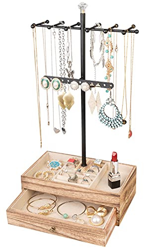Meangood Jewelry Organizer Stand, 3-Tier Necklace Holder Jewelry Tr...