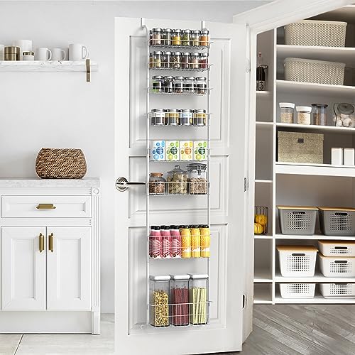 melos White Over The Door Pantry Organizer Rack, 8 Tier Heavy-Duty ...